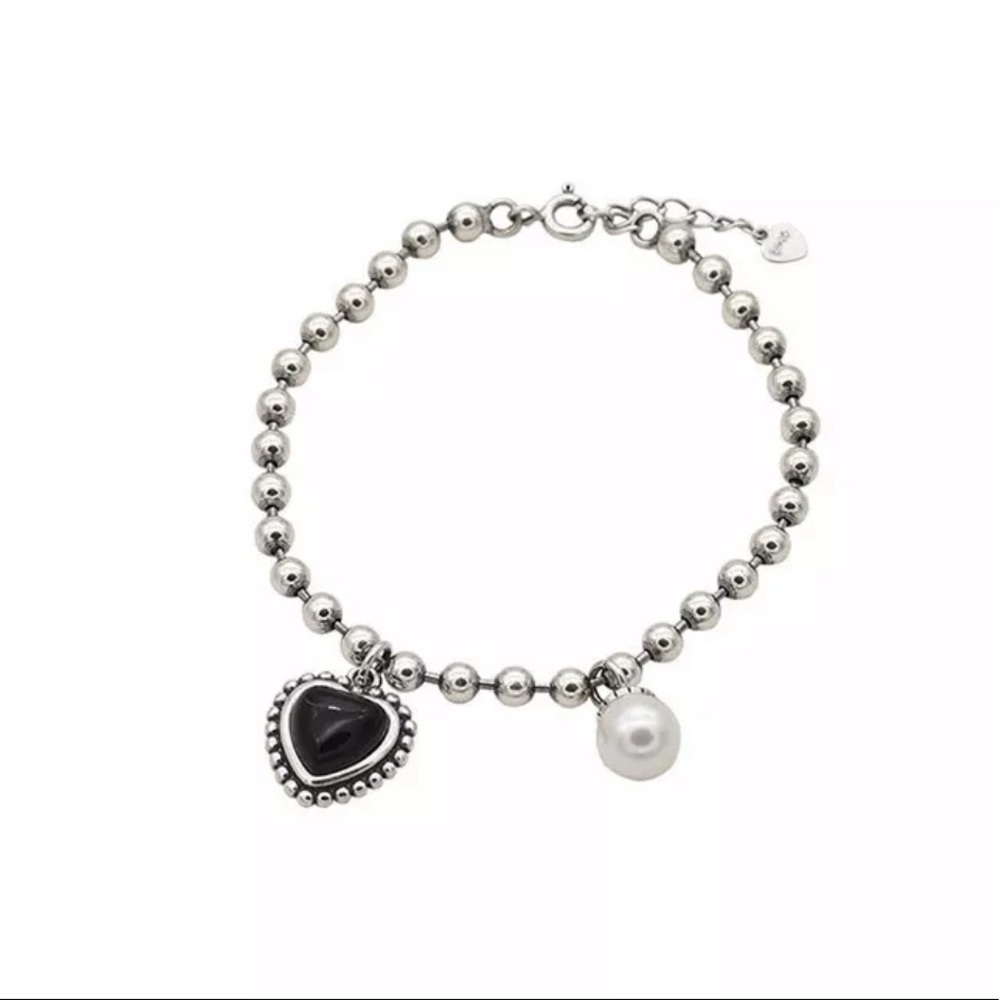 NEW 925 STERLING SILVER PEARL HEART BRACELET, NICE BRACELET, CUTE BRACELET - Picture 5 of 6